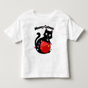 Camiseta De Bebé Meowy Catmas - Gato con adorno de Navidad