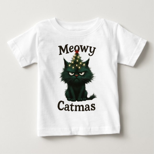 Camiseta De Bebé Meowy Catmas Moody cat (Anverso)