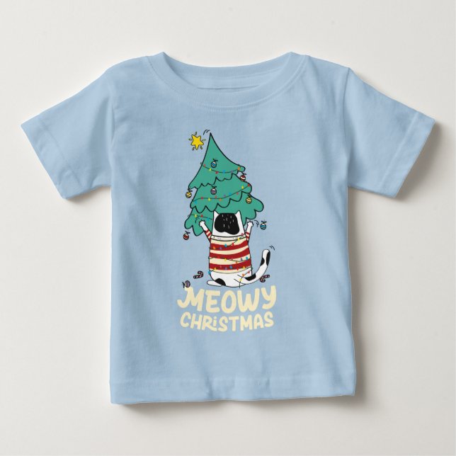 Camiseta De Bebé Meowy Navidades Funny Cat Lover (Anverso)