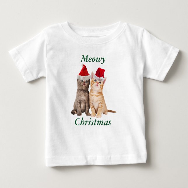 Camiseta De Bebé Meowy Navidades Kitten Baby Shirt (Anverso)