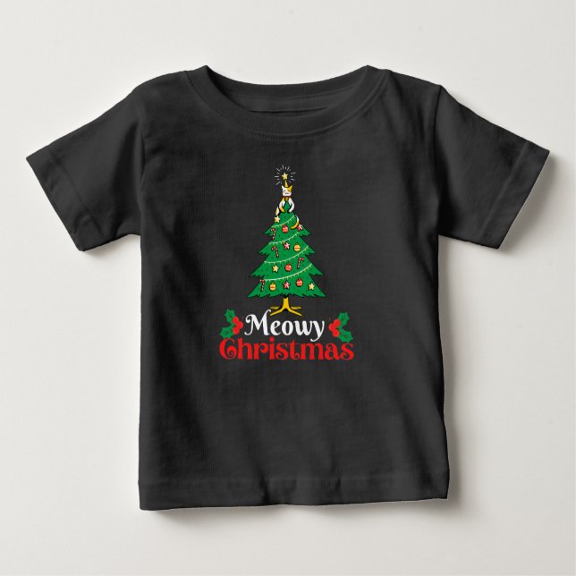 Camiseta De Bebé Meowy Navidades T-Shirt (Anverso)