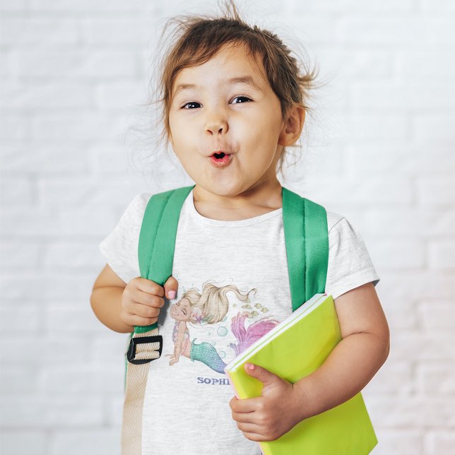 Camiseta De Bebé Mermaid Cute Pescado Estrella de Caballo Rosado (Subido por el creador)