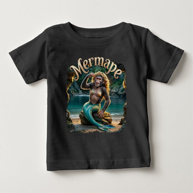 Camiseta De Bebé Mermape Fotográfico - Simio Sirena Animal Divertid (Anverso)