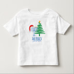 Camiseta De Bebé Merry Chrismukkah Menorah y Santa Toddler Shirt<br><div class="desc">Diseño moderno Merry Chrismukkah con una estrella de David en un árbol de Navidad y un Sombrero de Santa en una Menorah.</div>
