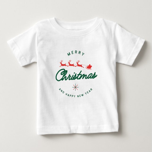 Camiseta De Bebé Merry Christmas and happy New Year  (Anverso)