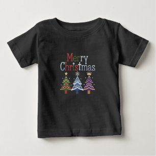 Camiseta De Bebé Merry Christmas Cross Xmas Tree Retro
