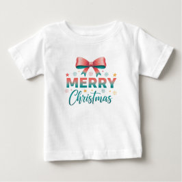 Camiseta De Bebé Merry Christmas Cute Baby Festive Bow T-Shirt