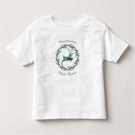 Camiseta De Bebé Merry Christmas Deer with Wreath Teal Customize