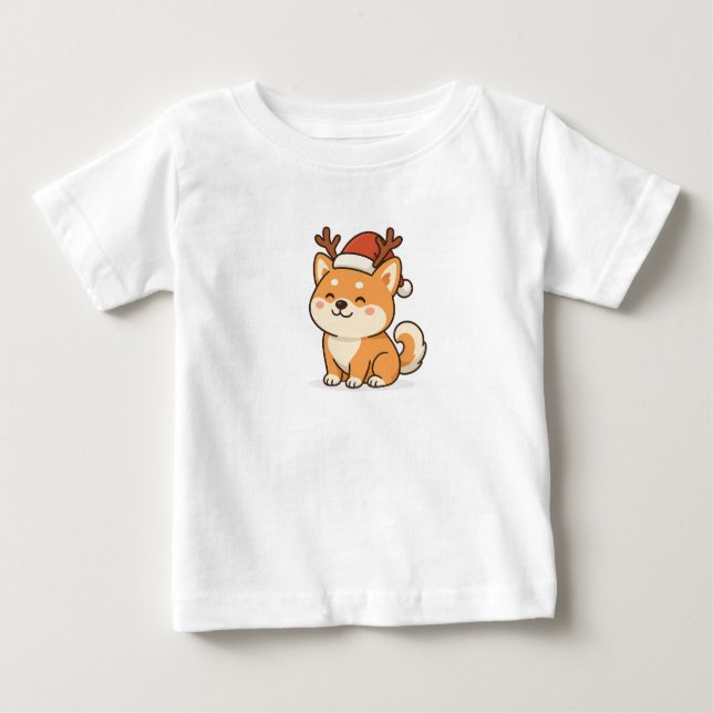 Camiseta De Bebé MERRY CHRISTMAS DOG AKITA INU T-Shirt (Anverso)
