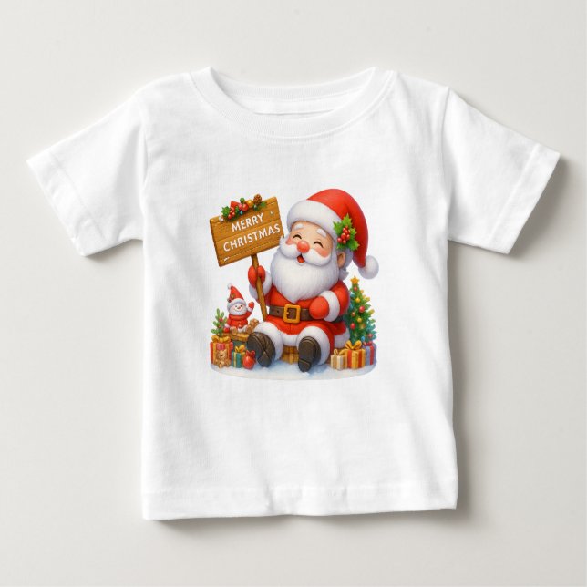 Camiseta De Bebé Merry Christmas Santa Funny T-Shirt. (Anverso)