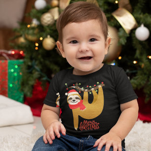 Camiseta De Bebé Merry Christmas Sloth   Vacaciones