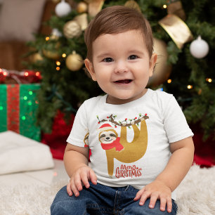Camiseta De Bebé Merry Christmas Sloth   Vacaciones