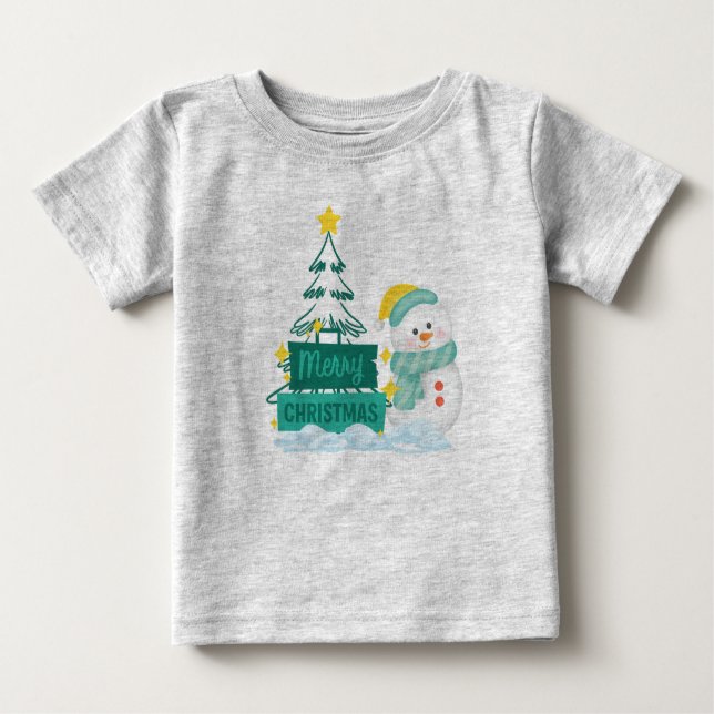 Camiseta De Bebé Merry Christmas Snow T-shirt (Anverso)