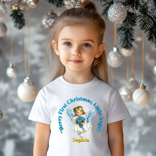 Camiseta De Bebé Merry First Christmas Little Angel Name Gift