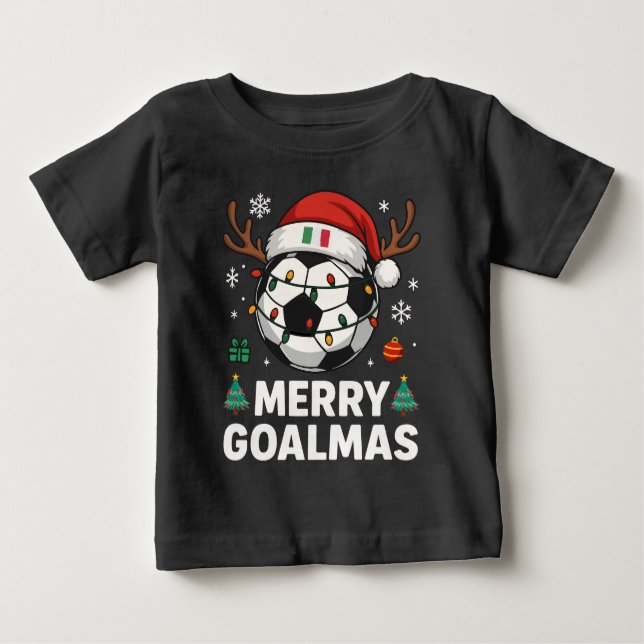 Camiseta De Bebé Merry Goalmas Italy - Funny Soccer Christmas (Anverso)