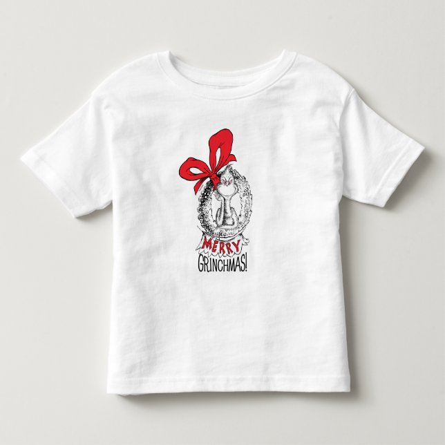 Camiseta De Bebé Merry Grinchmas Wreath The Grinch (Anverso)