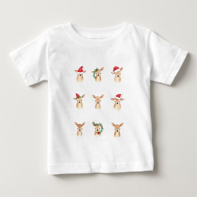 Camiseta De Bebé Merry Little Caribou: Navidades de acuarela bebé (Anverso)