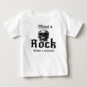 Camiseta De Bebé Metal Rock Nacido una leyenda gráfico de cráneo cr