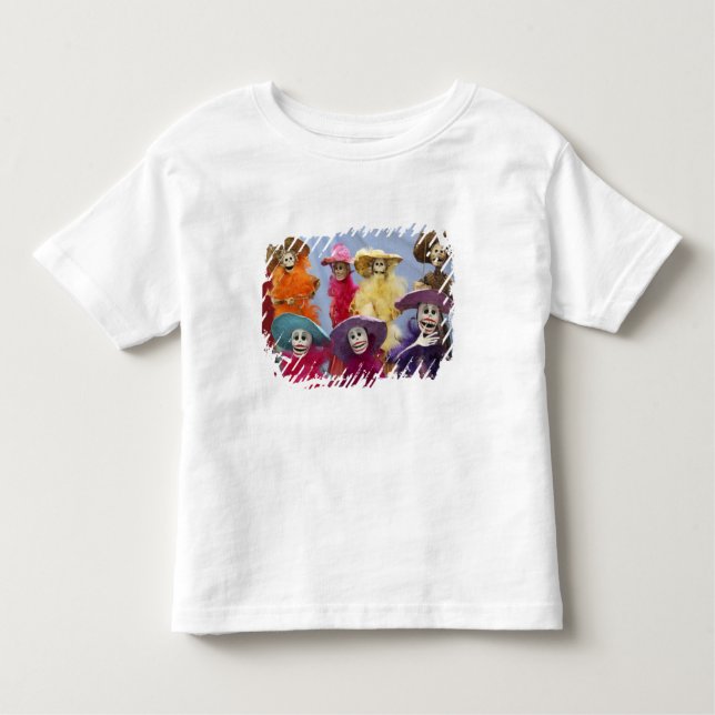 Camiseta De Bebé México. Catrinas esqueléticas, figuras celebrando (Anverso)