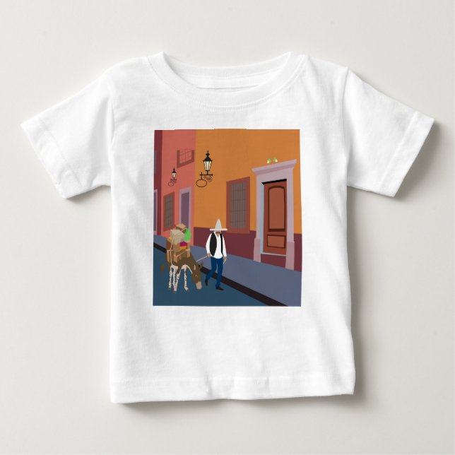 Camiseta De Bebé México y Donkey en la ciudad (Anverso)