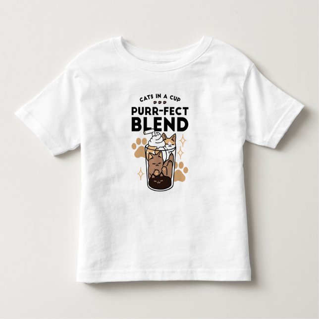 Camiseta De Bebé Mezcla perfecta: arte de gato y café para amantes  (Anverso)