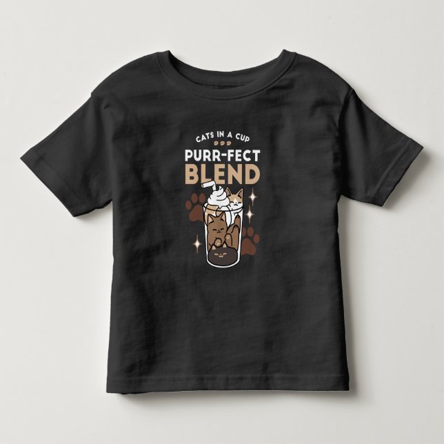 Camiseta De Bebé Mezcla perfecta: diseño de café para gato y café (Anverso)