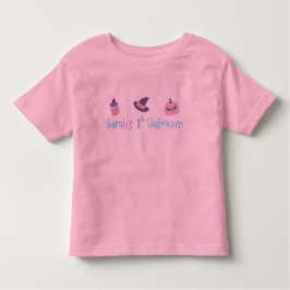 Camiseta De Bebé Mi 1er Halloween Calabaza Rosa Personalizada
