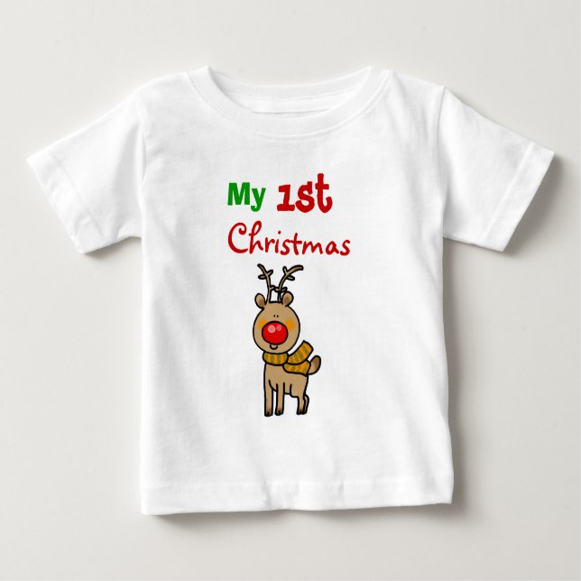 Camiseta De Bebé Mi 1r navidad (reno del navidad) (Anverso)
