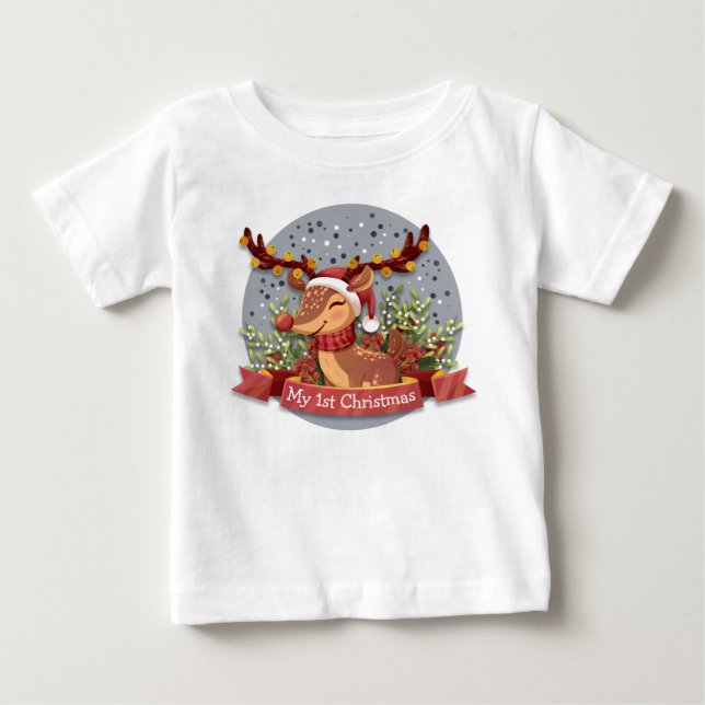 Camiseta De Bebé Mi 1r reno del navidad (Anverso)