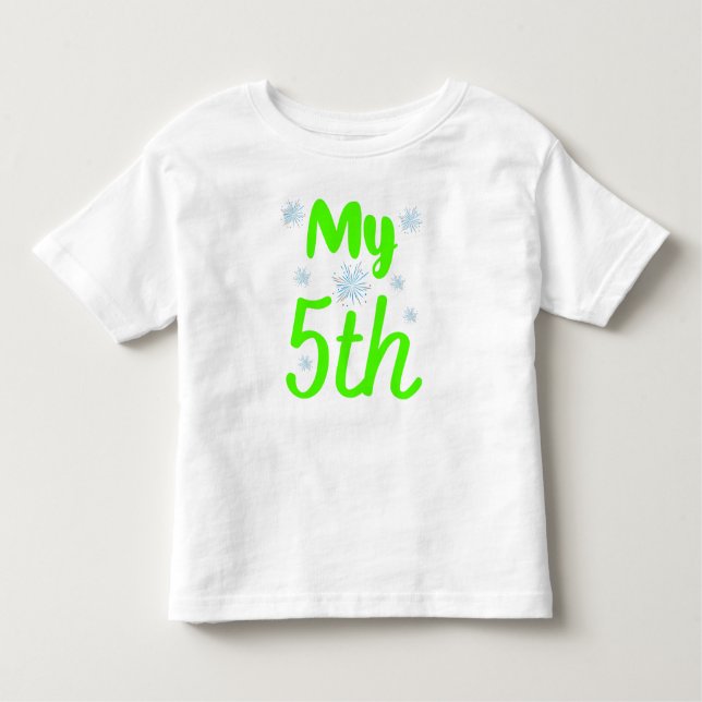 Camiseta De Bebé Mi 5to Cumpleaños de Cinco Años Brillante Verde (Anverso)