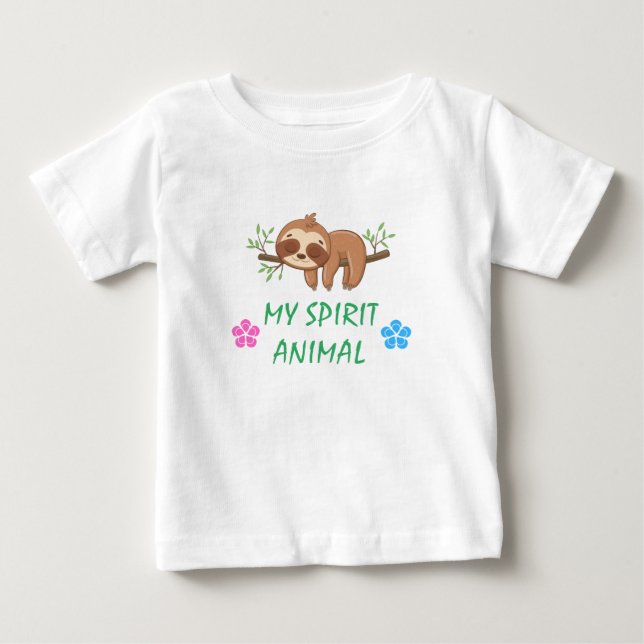 Camiseta De Bebé Mi Animal Espiritual | Plantilla de Perezoso Dormi (Anverso)