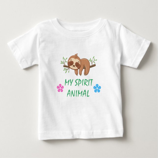 Camiseta De Bebé Mi Animal Espiritual | Plantilla de Perezoso Durmi (Anverso)