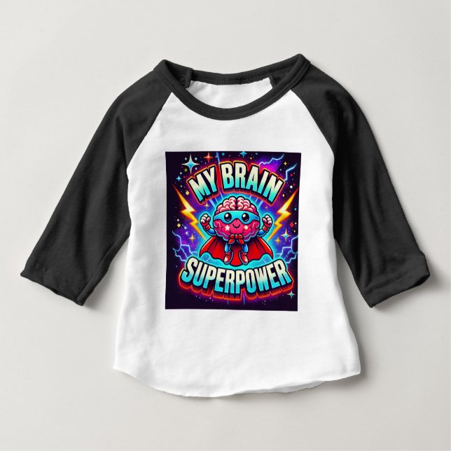 Camiseta De Bebé Mi cerebro es superpotencia ✨ (Anverso)