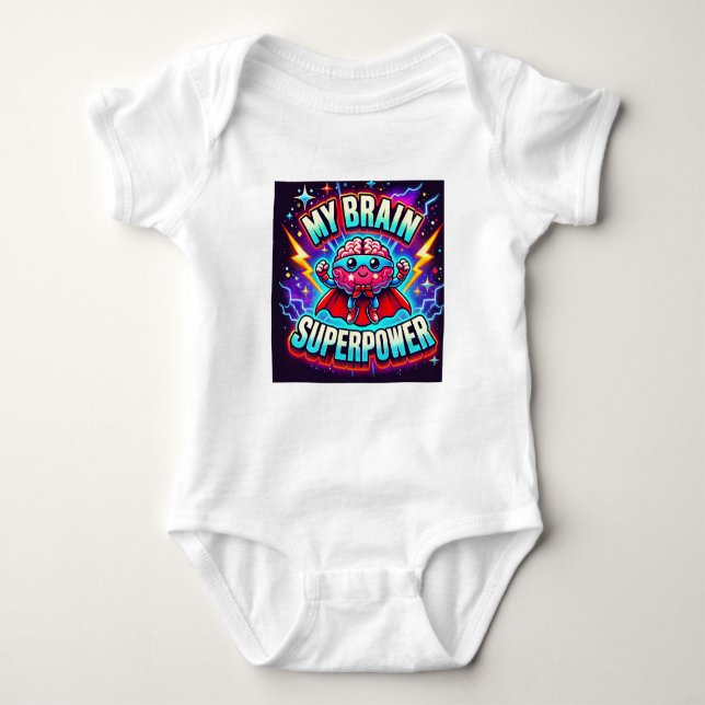 Camiseta De Bebé Mi cerebro es superpotencia ✨ (Anverso)