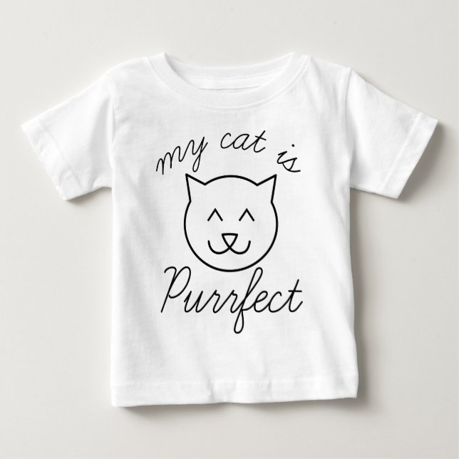 Camiseta De Bebé Mi gato es perfecto (Anverso)