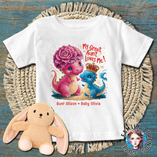 Camiseta De Bebé Mi gran tía me ama los Dinos Azules rosados