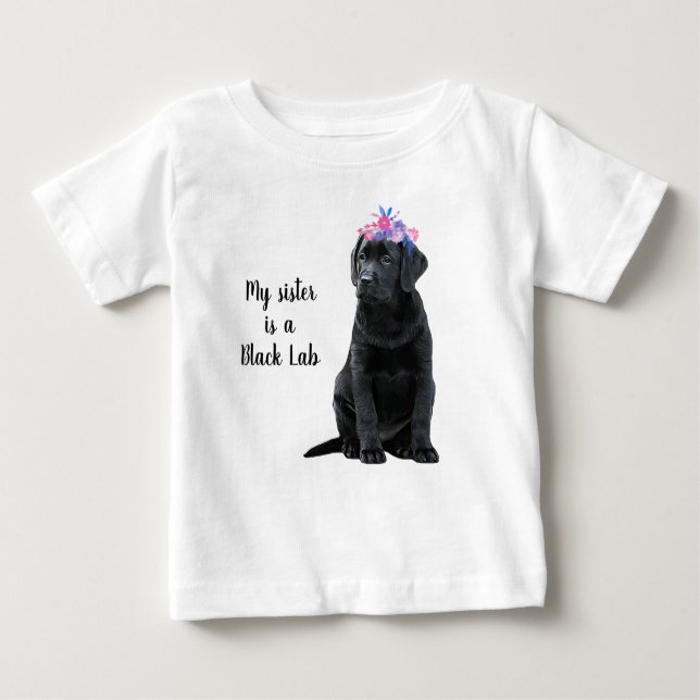 Camiseta De Bebé Mi hermana es una cachorra labradora negra - Labra (Anverso)