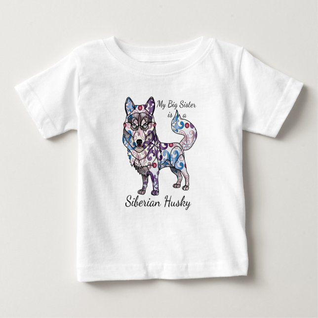 Camiseta De Bebé Mi hermana mayor es un Husky Bodysuit siberiano (Anverso)