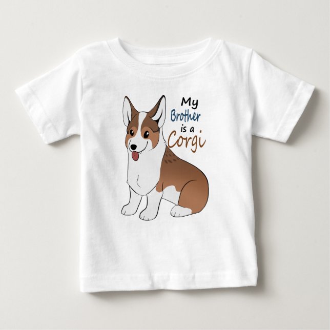Camiseta De Bebé Mi hermano es un Corgi de Sabile (Anverso)