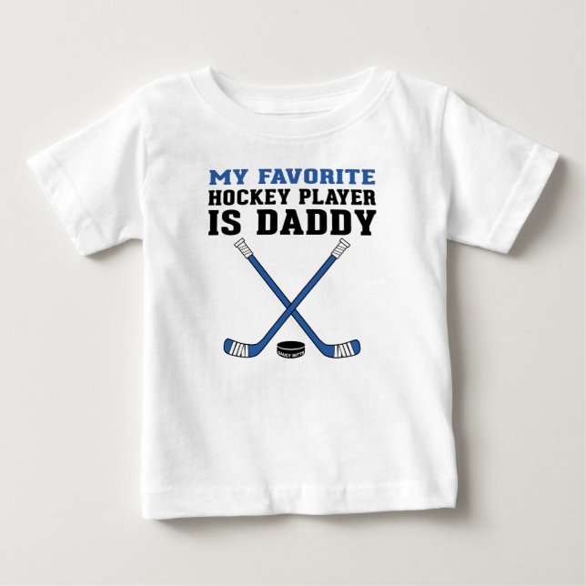Camiseta De Bebé Mi jugador favorito de hockey es Daddy Blue Sticks (Anverso)