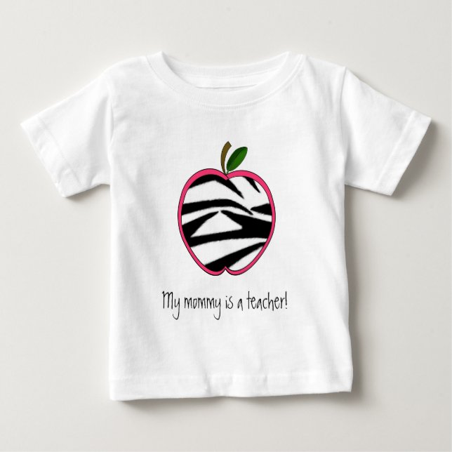 Camiseta De Bebé Mi mamá es profesor - estampado de zebra Apple (Anverso)