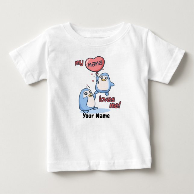 Camiseta De Bebé Mi Nana Me Ama A Los Pingüinos (Anverso)