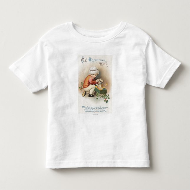 Camiseta De Bebé Mi navidad WishKid observando los juguetes (Anverso)