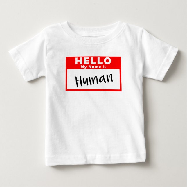 Camiseta De Bebé Mi nombre es Humano Sexo Neutral No Binario Etique (Anverso)