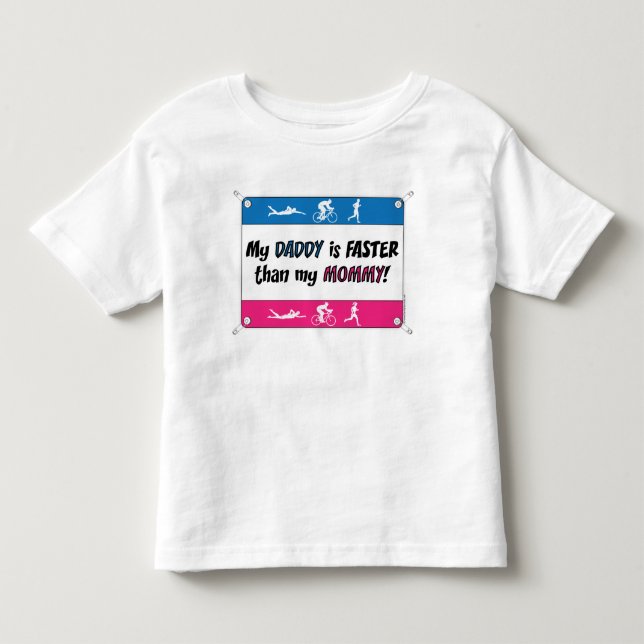 Camiseta De Bebé Mi papá es más rápido que mi mamá (Anverso)