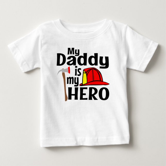 CAMISETA DE BEBÉ MI PAPÁ ES MI GORRA DE HÉROE FIREMANS (Anverso)