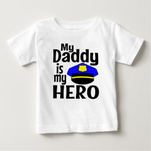 CAMISETA DE BEBÉ MI PAPÁ ES MI HÉROE GORRA DE POLICÍA
