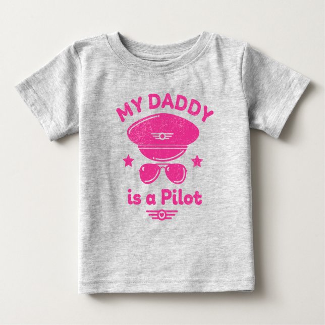 Camiseta De Bebé Mi papá es un piloto heather gris (Anverso)
