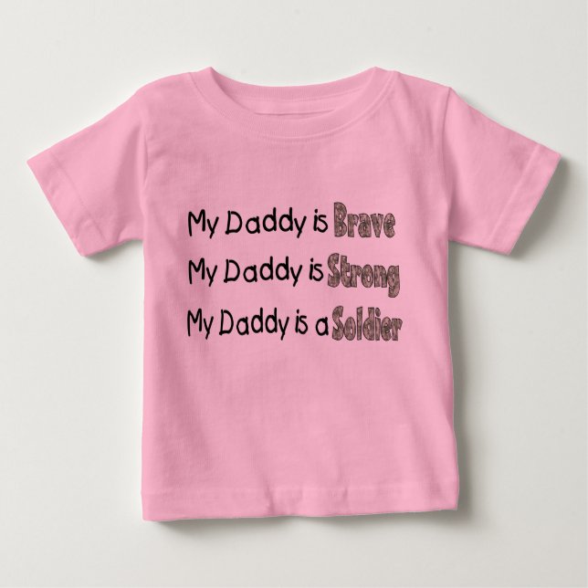 Camiseta De Bebé Mi papá es valiente soldado fuerte (Anverso)