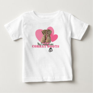 Camiseta De Bebé Mi papá lleva botas de combate